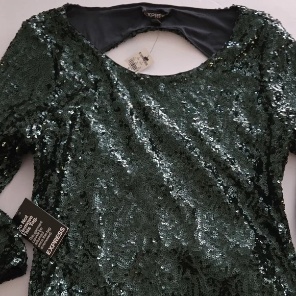 NWT Green sequins express dress size 12 - Picture 2 of 3